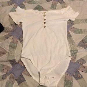 White off the shoulder body suit